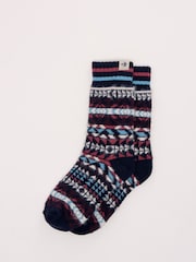 أزرق - Brakeburn Nordics Fair Isle Cosy Knitted Socks - صورة 1 من 4