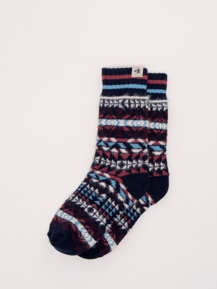 أزرق - Brakeburn Nordics Fair Isle Cosy Knitted Socks - صورة 1 من 4
