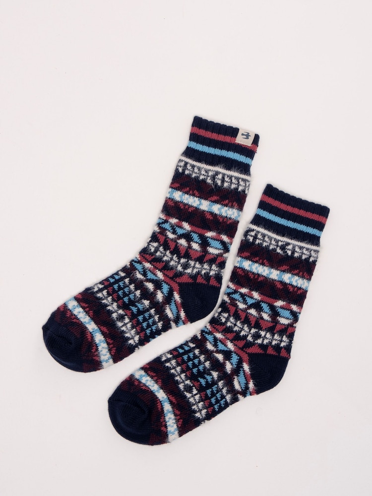 أزرق - Brakeburn Nordics Fair Isle Cosy Knitted Socks - صورة 2 من 4