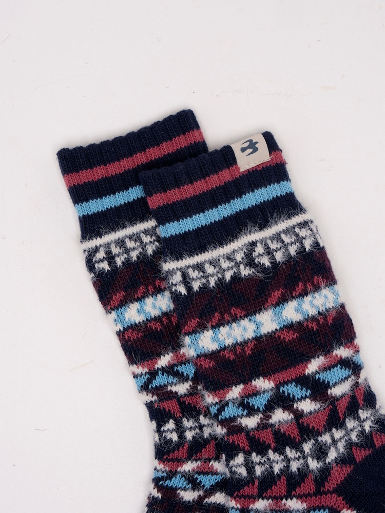 أزرق - Brakeburn Nordics Fair Isle Cosy Knitted Socks - صورة 4 من 4