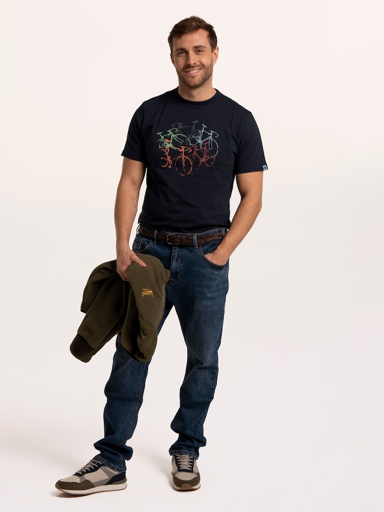Blue Northolt Bike Stack - Brakeburn Printed Cotton T-Shirt - תמונה 1 מתוך 6 Blue Northolt Bike Stack - Brakeburn Printed Cotton T-Shirt - תמונה 1 מתוך 6