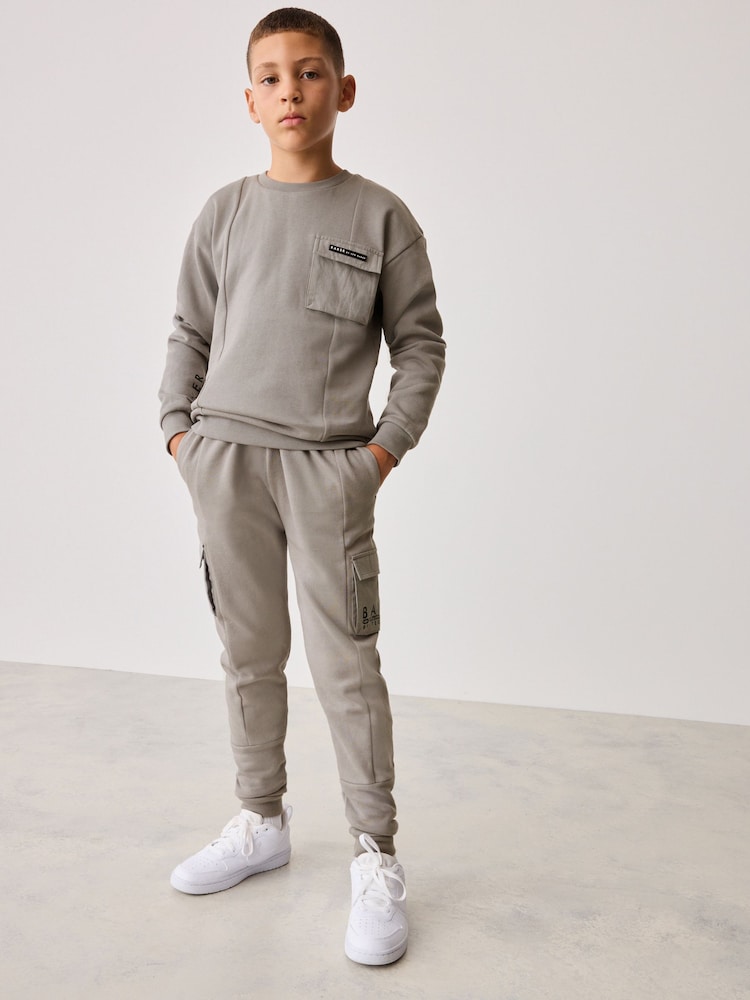 Baker by Ted Baker Grey 100% Cotton Sweatshirt And Joggers Set - Image 1 of 13