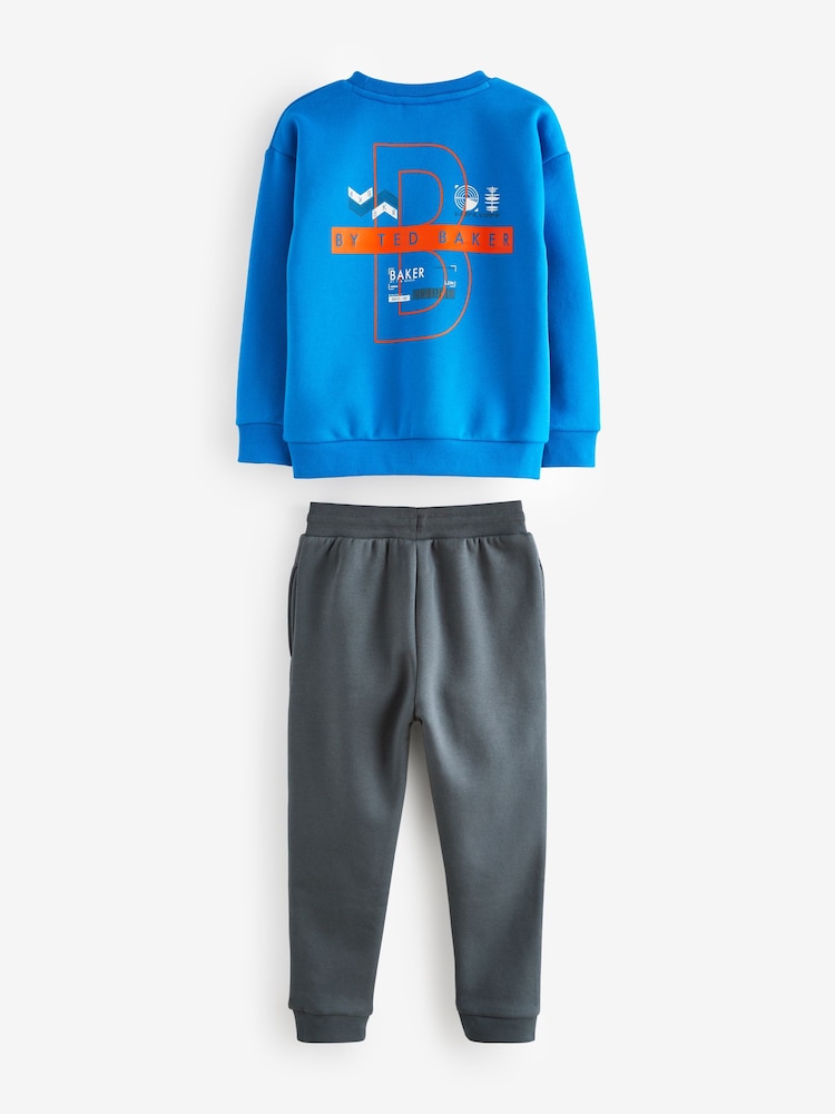 Baker by Ted Baker Blue Graphic Sweater and Joggers Set - Image 2 of 10 Baker by Ted Baker Blue Graphic Sweater and Joggers Set - Image 2 of 10