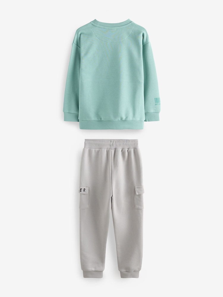 Baker by Ted Baker Green/Grey Sweatshirt and Cargo Joggers Set - Image 2 of 10