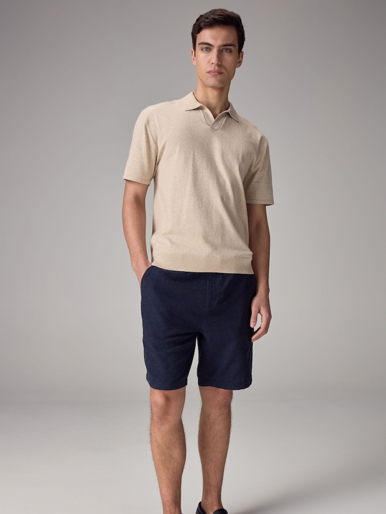 Neutral Knitted Regular Fit Trophy Polo Shirt - Image 2 of 8