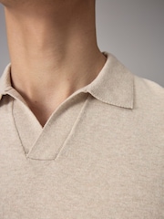 Neutral Knitted Regular Fit Trophy Polo Shirt - Image 5 of 8