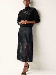 Black Embellished Crochet High Neck Jumper - Image 2 of 7