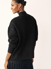 Black Embellished Crochet High Neck Jumper - Image 3 of 7