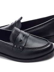 Moda in Pelle Black Ema Smart Loafers With Stud Snaffle Strap - Image 3 of 4