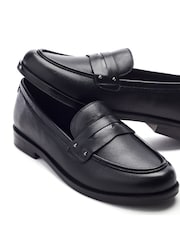Moda in Pelle Black Ema Smart Loafers With Stud Snaffle Strap - Image 4 of 4