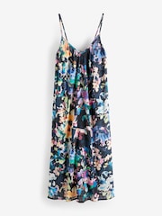 Blumenmuster, Marineblau - Strukturiertes, voluminöses Maxi-Sommerkleid - Bild 9 von 10