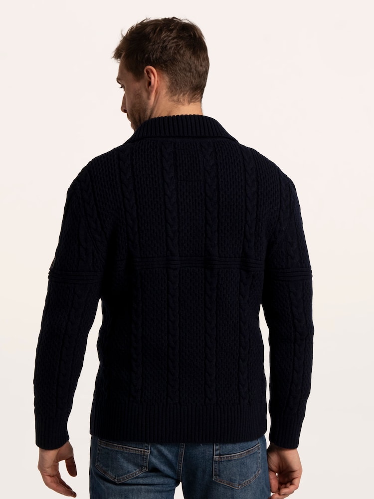 Brakeburn Blue Colindale Full Zip Knitted Jumper - Image 2 of 6 Brakeburn Blue Colindale Full Zip Knitted Jumper - Image 2 of 6