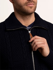 Brakeburn Blue Colindale Full Zip Knitted Jumper - Image 5 of 6