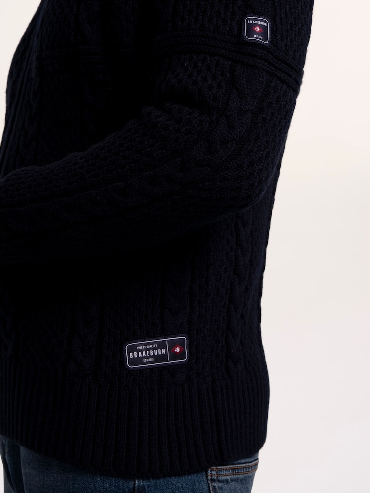 Brakeburn Blue Colindale Full Zip Knitted Jumper - Image 6 of 6 Brakeburn Blue Colindale Full Zip Knitted Jumper - Image 6 of 6