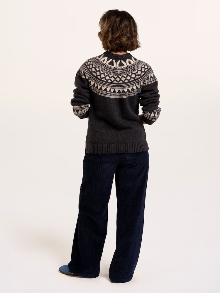 Brakeburn Blue Frida Fairisle Knitted Crew Neck Jumper - Image 2 of 6