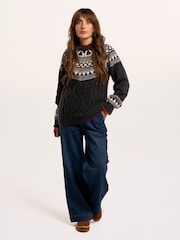 Brakeburn Blue Frida Fairisle Knitted Crew Neck Jumper - Image 4 of 6