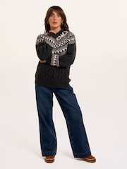 Brakeburn Blue Frida Fairisle Knitted Crew Neck Jumper - Image 5 of 6