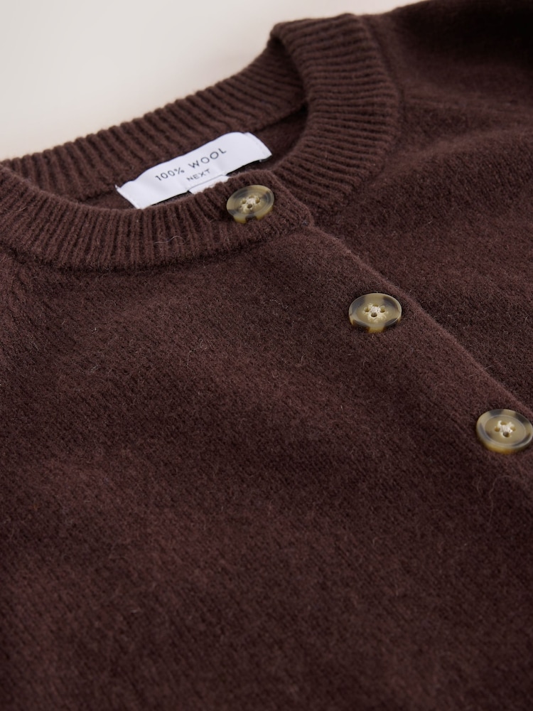 Chocolate Brown N.Premium Merino Wool Cardigan - Image 3 of 3