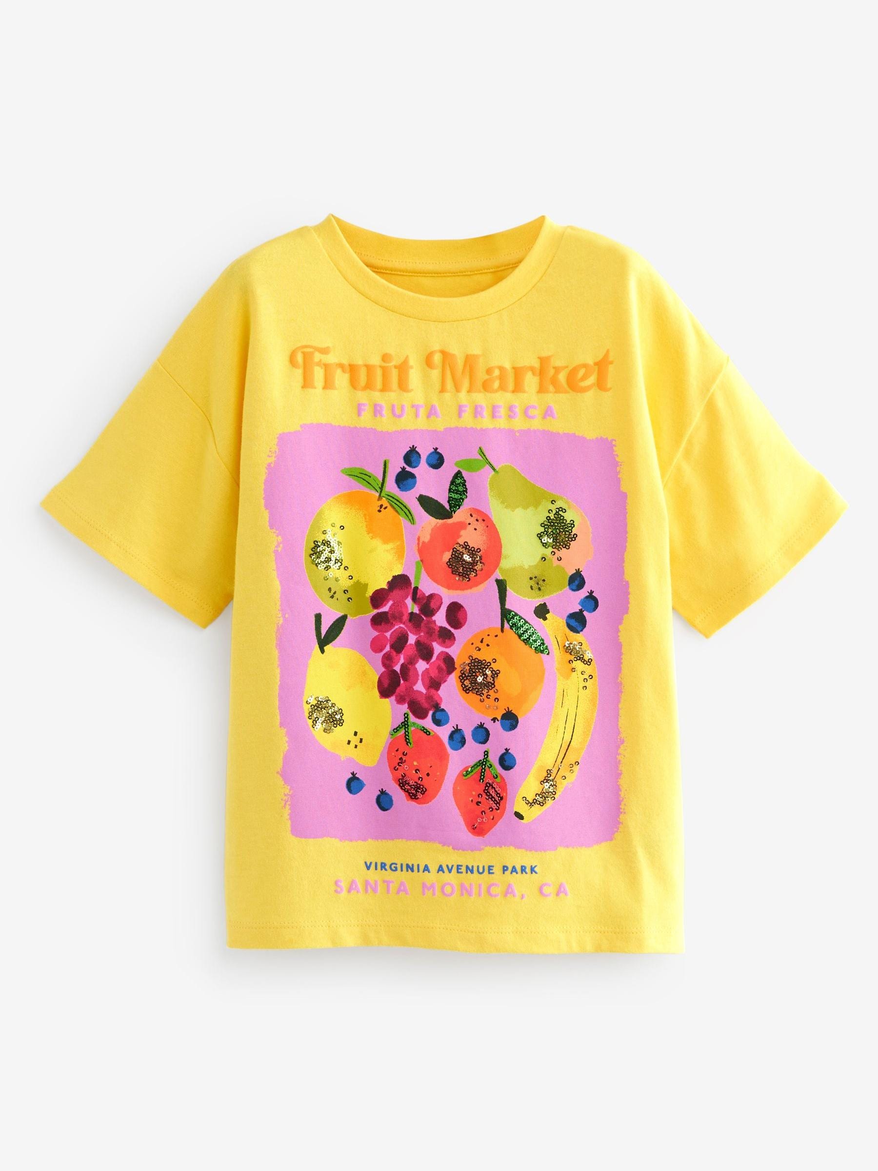 【日本産】 Buy Yellow Oversized Embellished Graphic T-Shirt (3-16yrs トップス