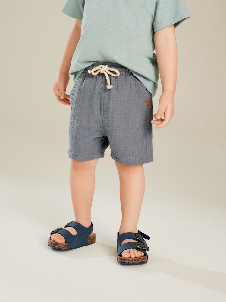 Blue Soft Textured Shorts (3mths-7yrs) - Image 1 of 7