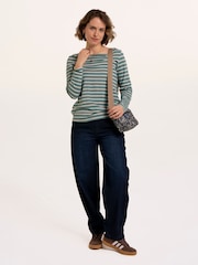 Brakeburn Green Studland Textured Stripe Long Sleeve T-Shirt - Image 1 of 6