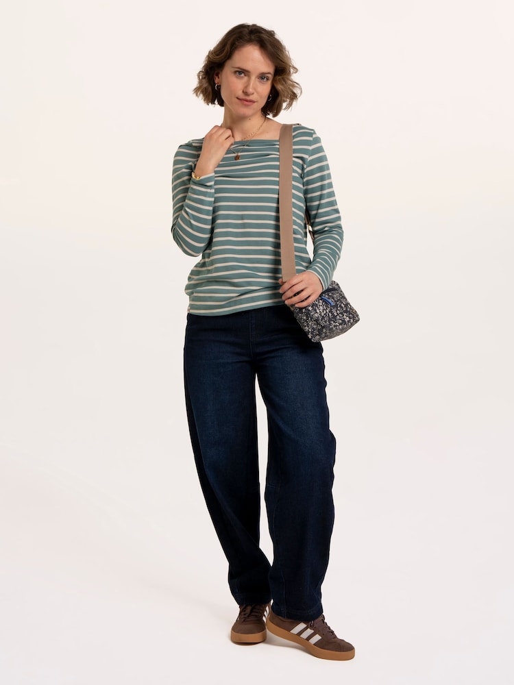 Brakeburn Green Studland Textured Stripe Long Sleeve T-Shirt - Image 1 of 6