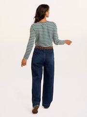 Brakeburn Green Studland Textured Stripe Long Sleeve T-Shirt - Image 2 of 6