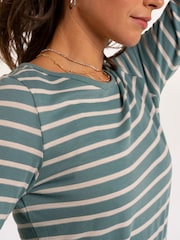 Brakeburn Green Studland Textured Stripe Long Sleeve T-Shirt - Image 4 of 6