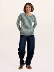 Brakeburn Green Studland Textured Stripe Long Sleeve T-Shirt - Image 5 of 6