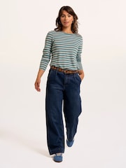 Brakeburn Green Studland Textured Stripe Long Sleeve T-Shirt - Image 6 of 6