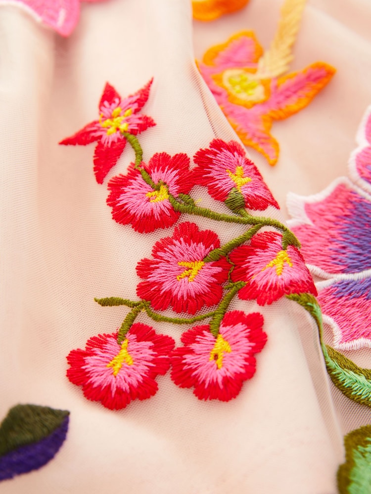 Pink Embroidered Floral Pull-On Skirt (3-16yrs) - Image 7 of 7