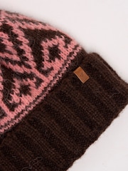 Brakeburn Brown Nessa Fairisle  Knitted Bobble Hat - Image 3 of 5