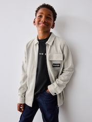 Baker by Ted Baker Neutral 100% Cotton Herringbone Shacket and T-Shirt Set - Image 1 of 11