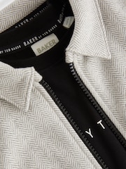 Baker by Ted Baker Neutral 100% Cotton Herringbone Shacket and T-Shirt Set - Image 10 of 11