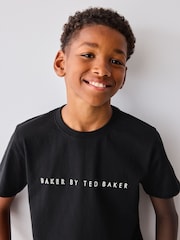 Baker by Ted Baker Neutral 100% Cotton Herringbone Shacket and T-Shirt Set - Image 6 of 11