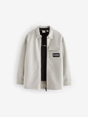 Baker by Ted Baker Neutral 100% Cotton Herringbone Shacket and T-Shirt Set - Image 7 of 11
