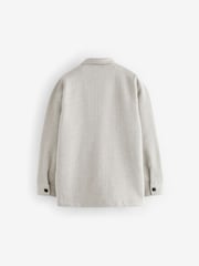 Baker by Ted Baker Neutral 100% Cotton Herringbone Shacket and T-Shirt Set - Image 8 of 11