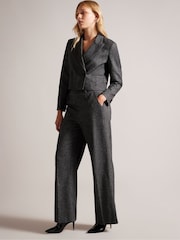 Ted Baker Grey Wide Leg Pleat Front Trousers - Image 1 of 5