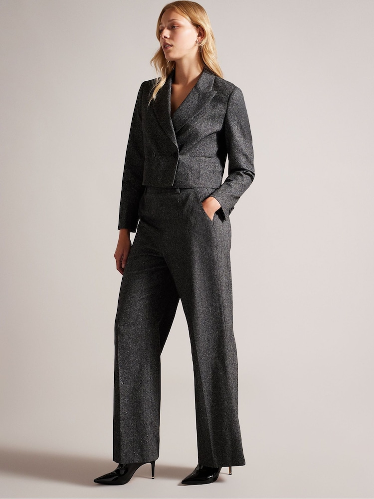 Ted Baker Grey Wide Leg Pleat Front Trousers - Image 1 of 5
