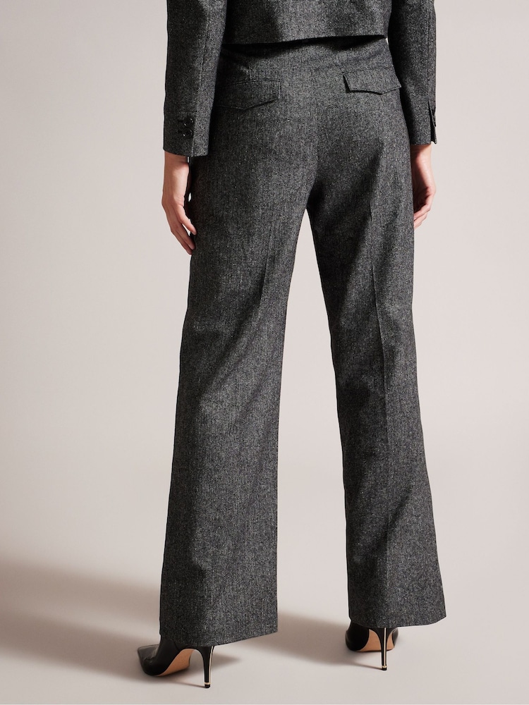 Ted Baker Grey Wide Leg Pleat Front Trousers - Image 2 of 5