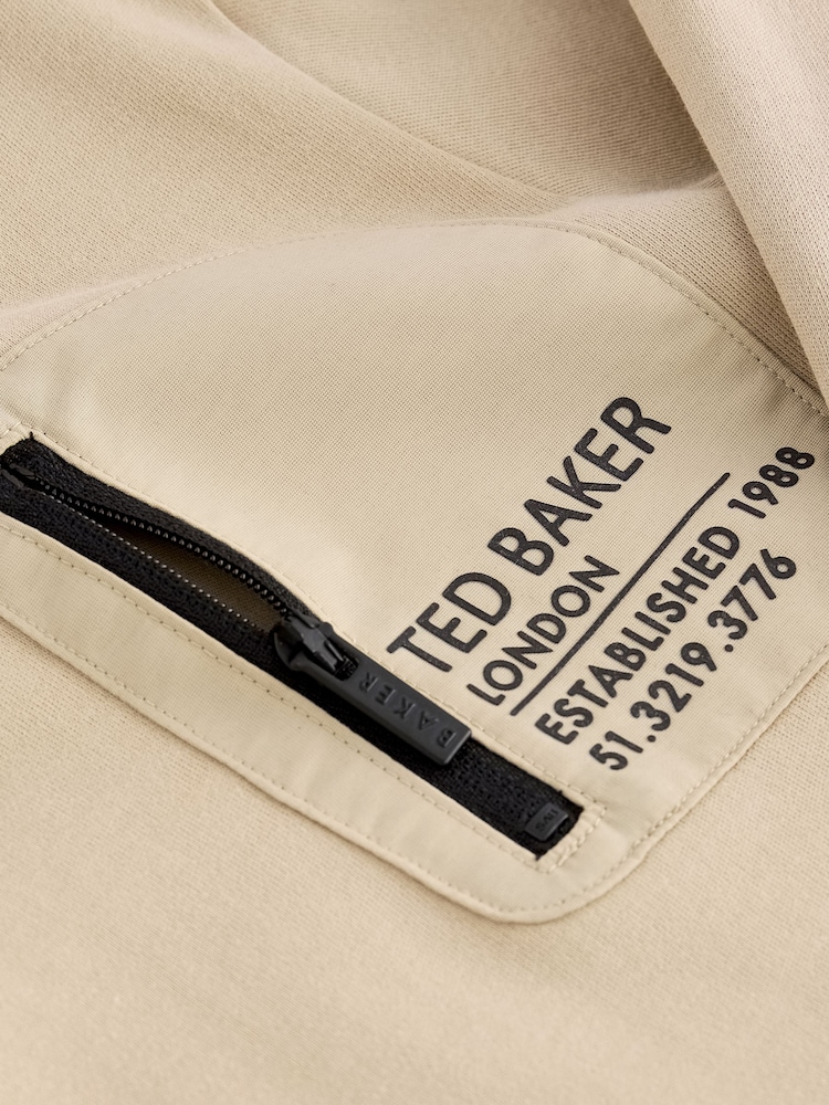 Baker by Ted Baker Heavyweight Stone Long Sleeve Nylon Pocket T-Shirt - Image 3 of 3