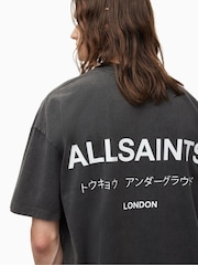 AllSaints Black 100% Cotton Underground Short Sleeve Crew T-Shirt - Image 6 of 7