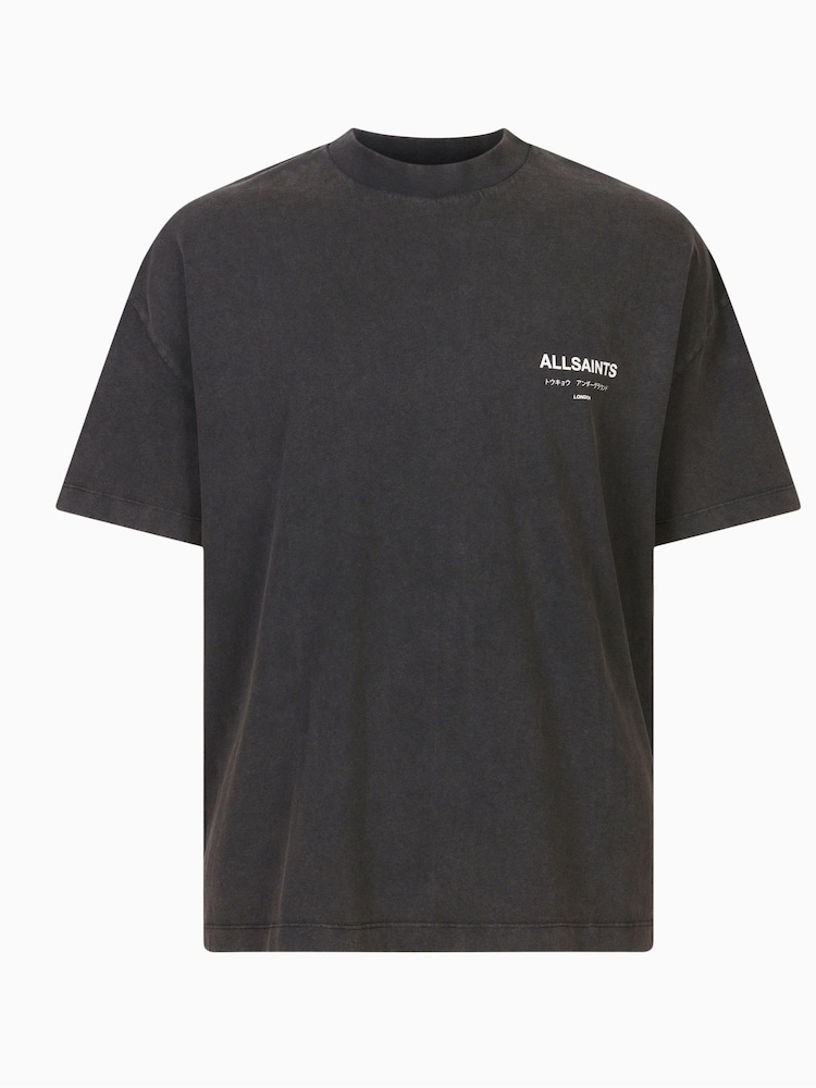 AllSaints Black 100% Cotton Underground Short Sleeve Crew T-Shirt - Image 7 of 7