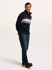 Brakeburn Blue Talbot Chest Panel 1/4 Zip Sweat Top - Image 3 of 6