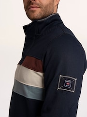 Brakeburn Blue Talbot Chest Panel 1/4 Zip Sweat Top - Image 4 of 6