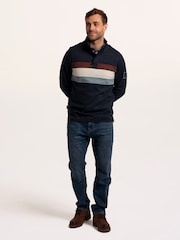Brakeburn Blue Talbot Chest Panel 1/4 Zip Sweat Top - Image 5 of 6
