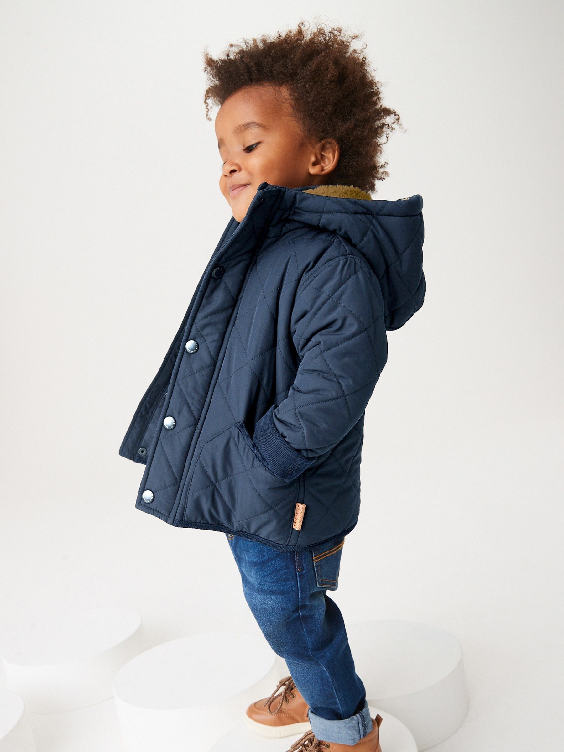 Navy borg coat hot sale
