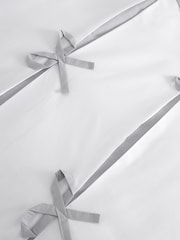 Catherine Lansfield White/Silver Milo Bow Duvet Cover Set - Image 4 of 4
