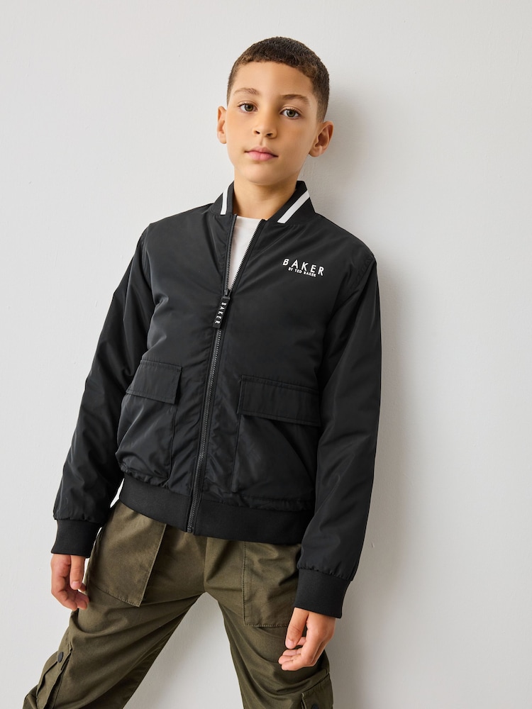 Baker by Ted Baker Nylon Bomber Black Jacket - Bild 1 von 11