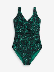 Green Leopard Ruched Side Tummy Control Swimsuit - Image 6 of 7